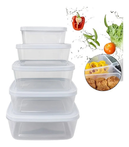 Set X5 Taper Rectangular Potes Plasticos Contenedores Comida