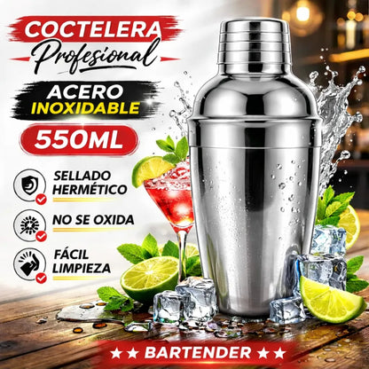 Coctelera Profesional Acero Inoxidable 550ml Bartender