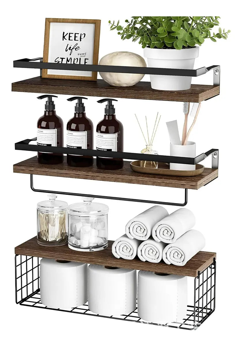 Repisas Flotantes Madera Estantes Organizador Multifuncional