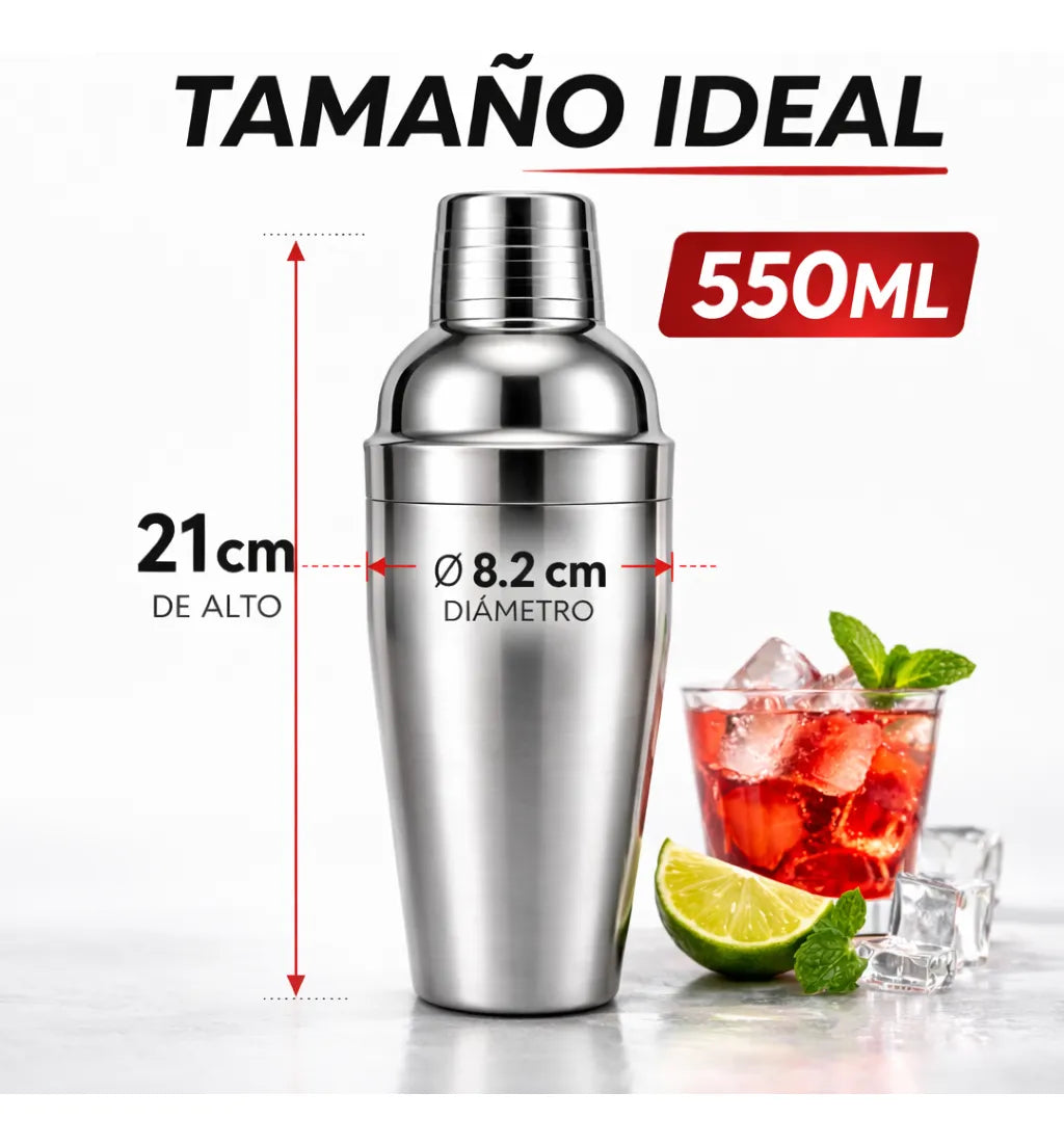 Coctelera Profesional Acero Inoxidable 550ml Bartender