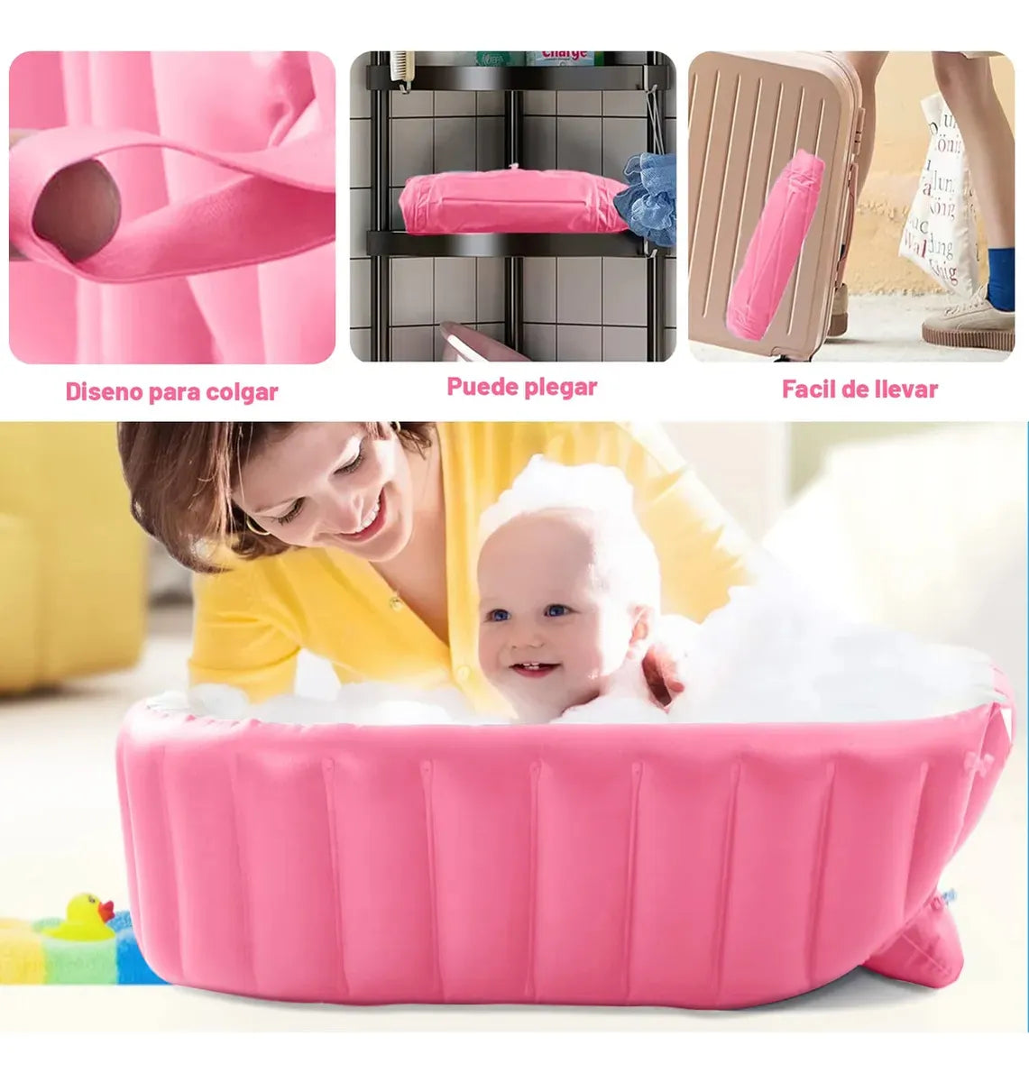 Bañera Inflable Para Bebe Inflable Portatil Tina C/inflador
