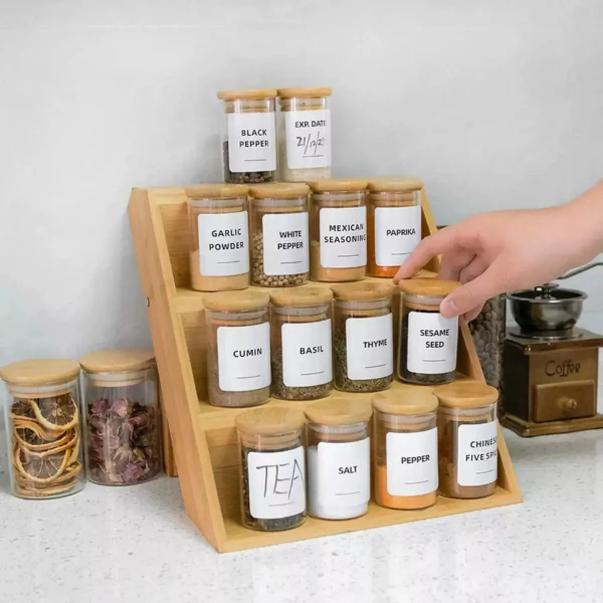 X12 Organizador Especie De Madera Condimentos Especieros