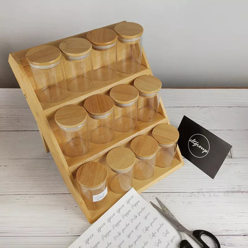 X12 Organizador Especie De Madera Condimentos Especieros