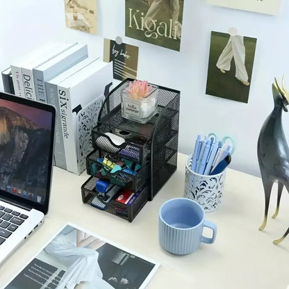 Organizador Escritorio Canasta Metal Almacenamiento 4niveles