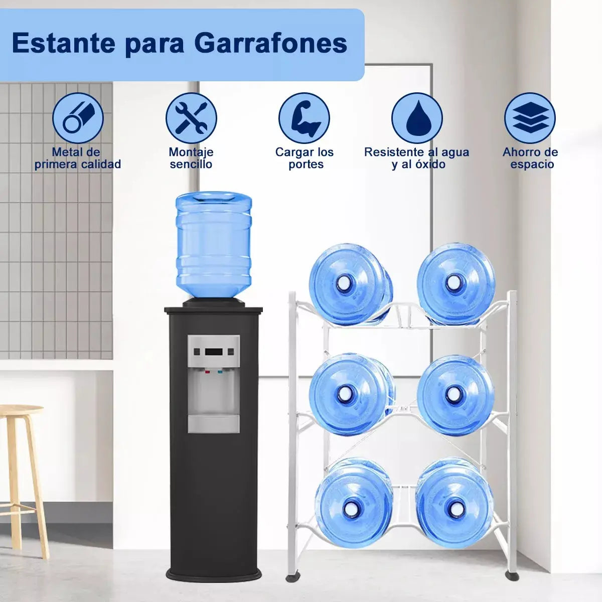Estante Organizador Rack 6 Botellones Bidones Agua 20lt