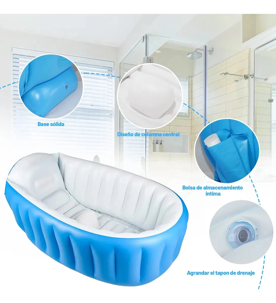 Bañera Inflable Para Bebe Inflable Portatil Tina C/inflador