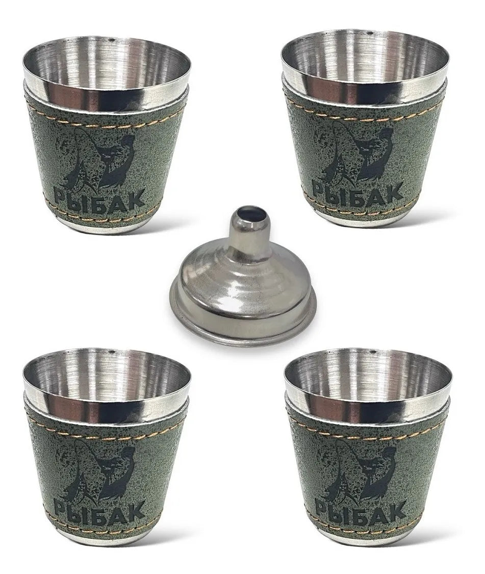 Set Petaca 8 Oz Para Whisky Coctelera Viaje Camping Regalo
