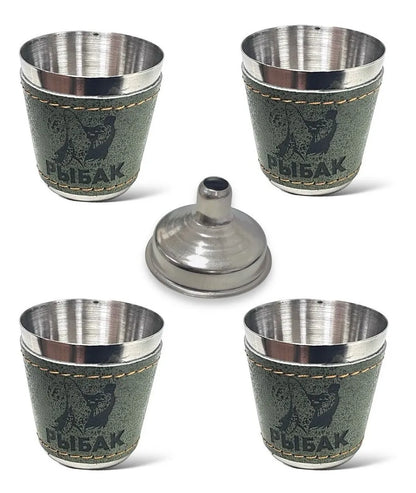 Set Petaca 8 Oz Para Whisky Coctelera Viaje Camping Regalo