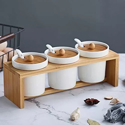Set X3 Recipientes Condimentero Cocina Contenedores Ceramica