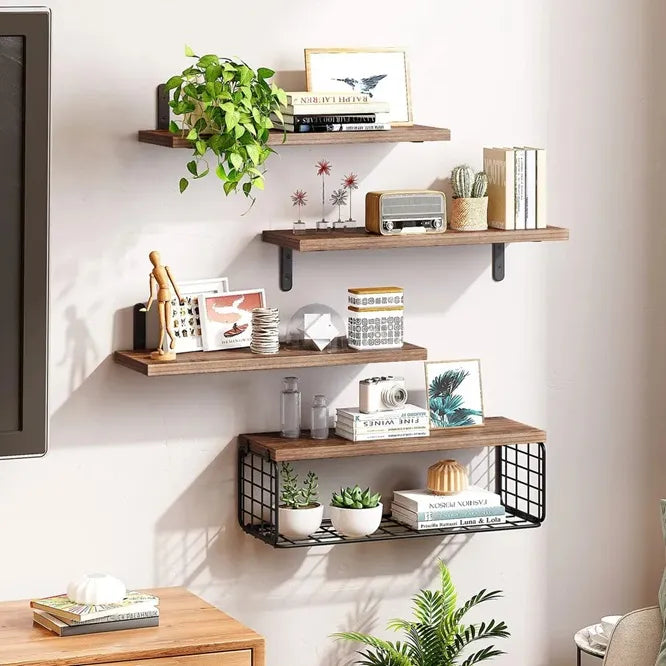 Repisa Flotante Multifuncional Madera Decorativa 4 Niveles