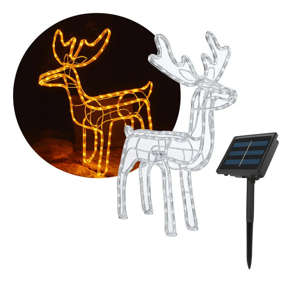 Reno Navideño Led Solar Decoración Navidad Exterior 85cm