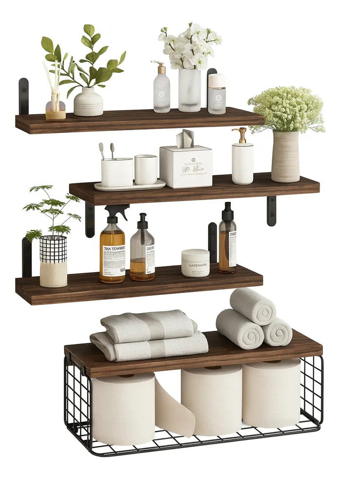 Repisa Flotante Multifuncional Madera Decorativa 4 Niveles