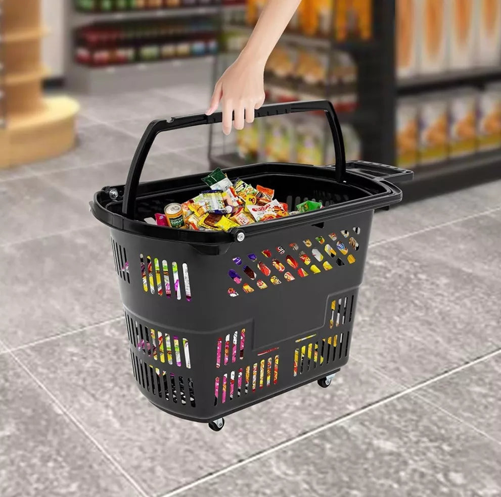 Canasto De Supermercado Cesta Plastica Autoservicio C/ruedas