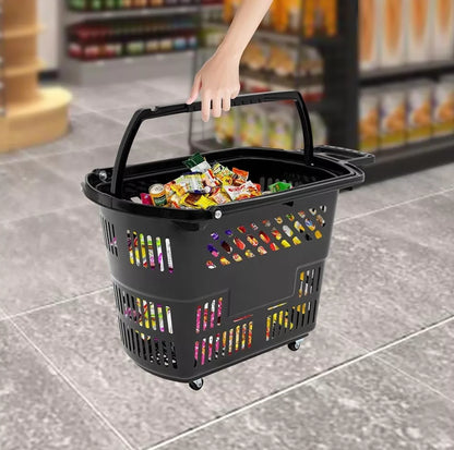 Canasto De Supermercado Cesta Plastica Autoservicio C/ruedas