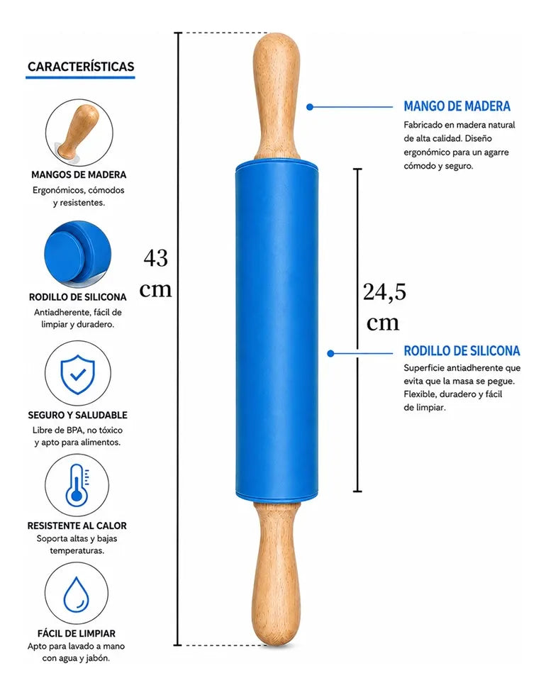 Uslero De Silicona Rodillo Resposteria Silicon 43cm Fondan