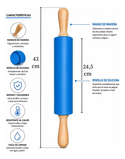 Uslero De Silicona Rodillo Resposteria Silicon 43cm Fondan