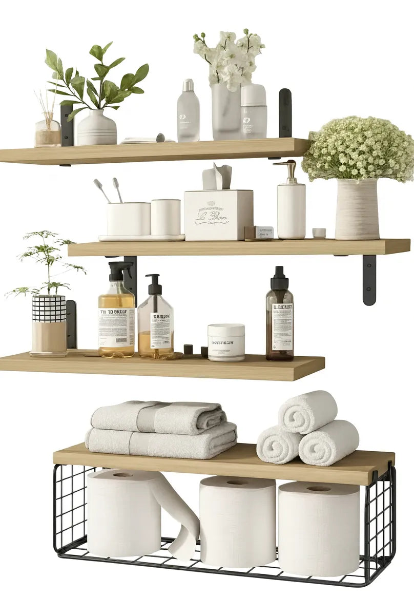 Repisa Flotante Multifuncional Madera Decorativa 4 Niveles