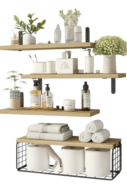 Repisa Flotante Multifuncional Madera Decorativa 4 Niveles