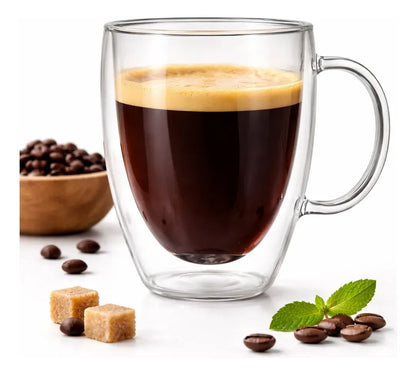 Taza Espresso Doble Vidrio 400ml Termica Cafe