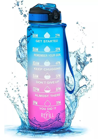 Botella De Agua 1 Litro Motivacional Deportiva Agua Diaria