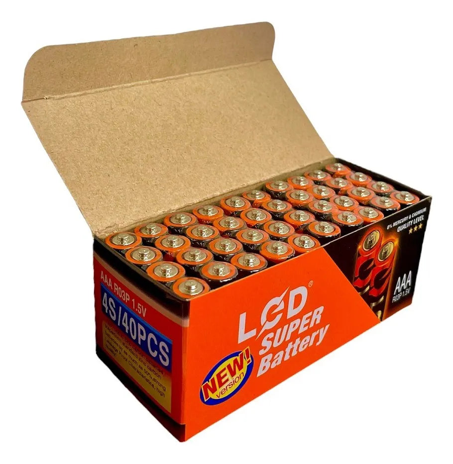 Pack 40 Pilas Caja Pilas 3a Lcd Tamaño Triple Aaa