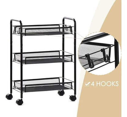Carrito Carro Organizador Ruedas Multiuso Metal 3 Niveles