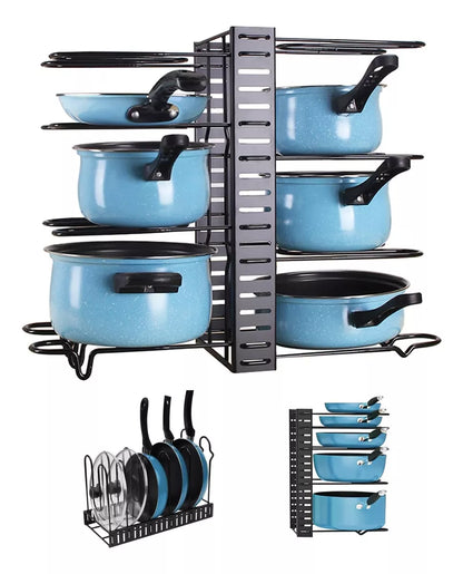 Organizador Ajustable 8 Niveles Para Ollas Sartenes Y Tapas
