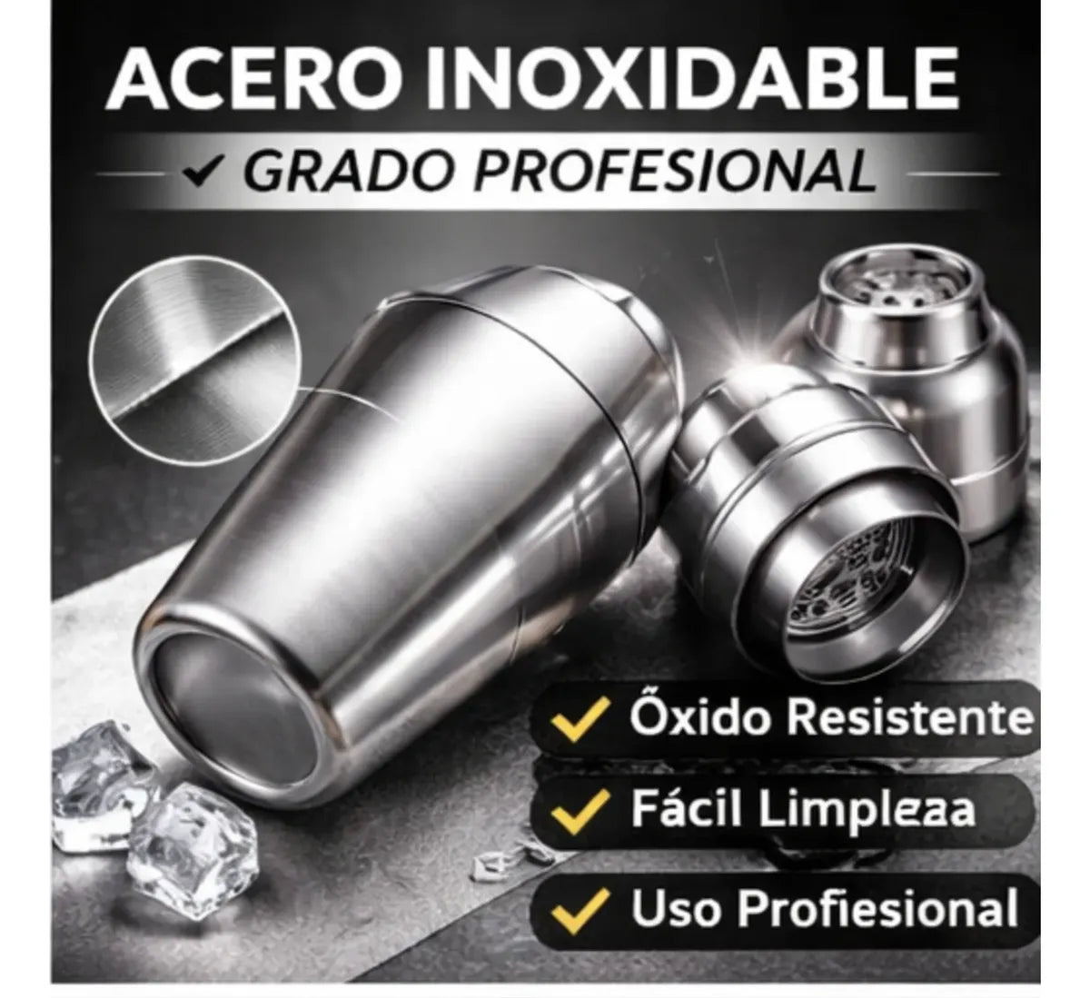 Coctelera Profesional Acero Inoxidable 750ml Bartender
