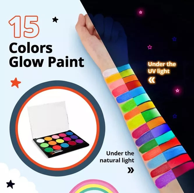 Paleta Maquillaje Pintura Facial Uv Pinta Carita 15color