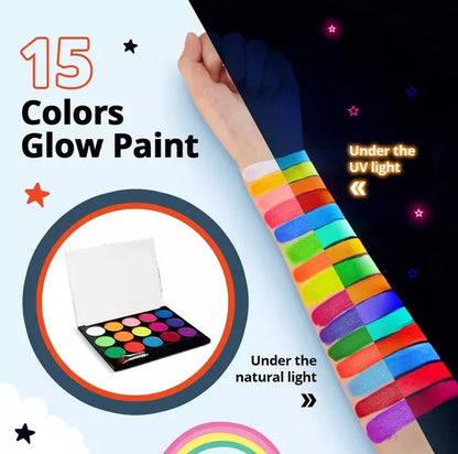 Paleta Maquillaje Pintura Facial Uv Pinta Carita 15color