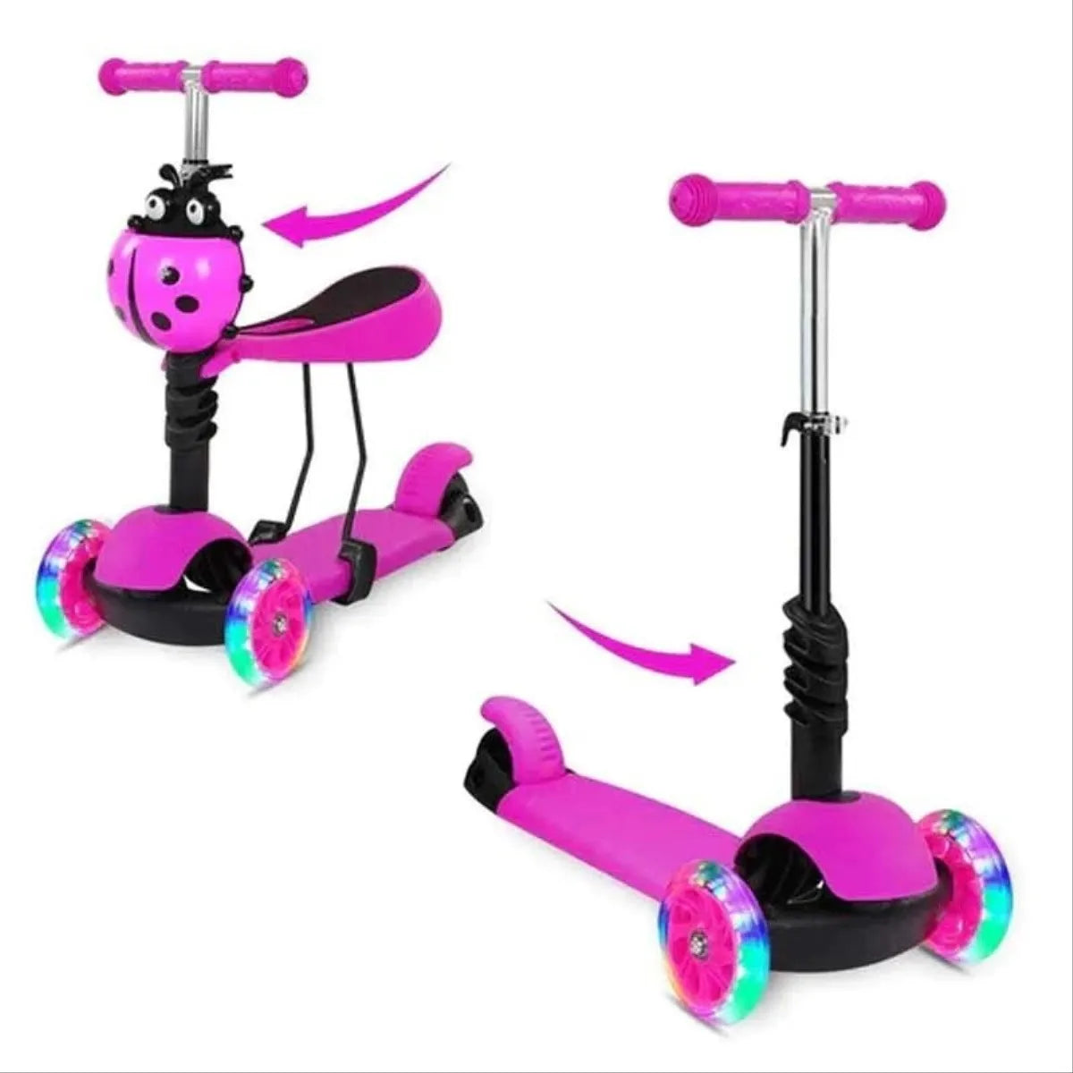 Scooter Monopatin 3 En 1 Scooter 3 Ruedas Niños Con Asiento