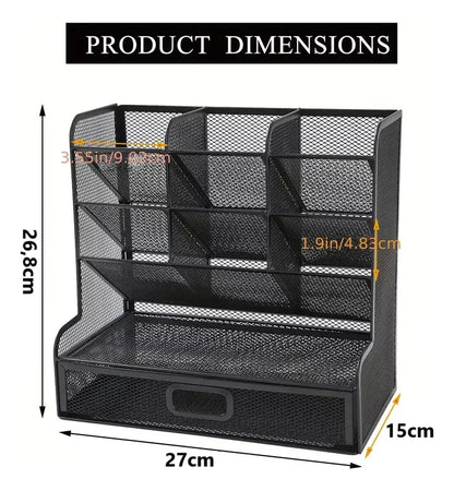 Organizador De Escritorio Multifuncional Portalapices Metal