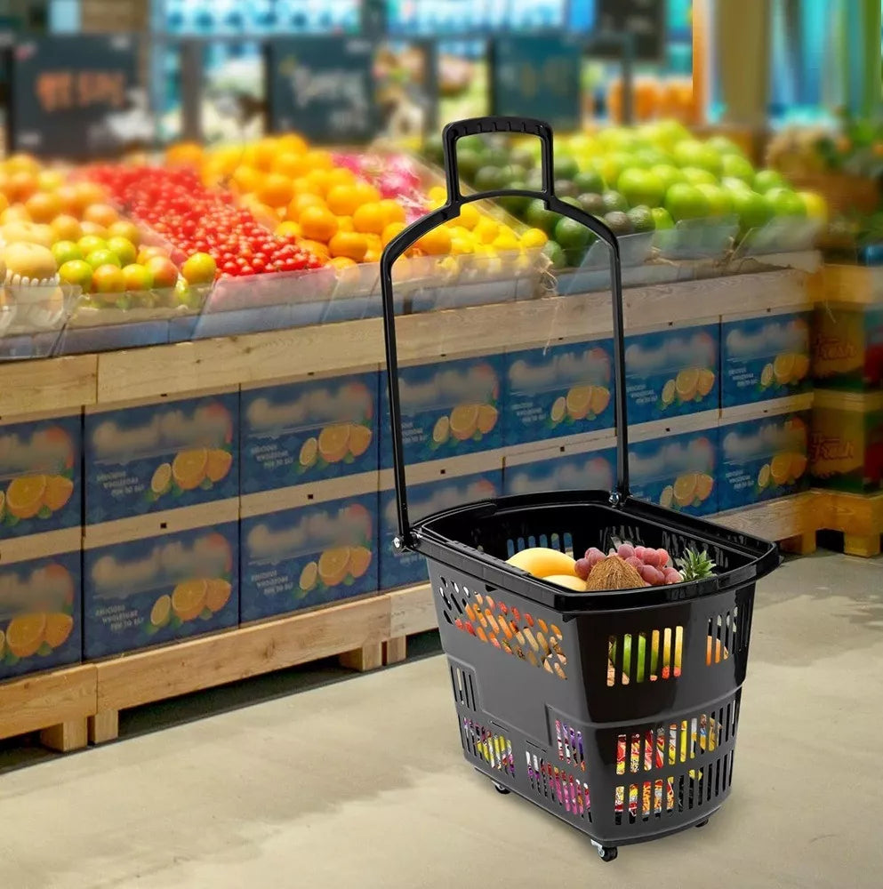 Canasto De Supermercado Cesta Plastica Autoservicio C/ruedas