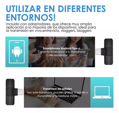 2 Microfonos Celular Microfono Inalambrico iPhone Tipo C