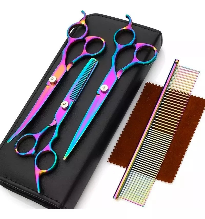 Set 3 Tijera Pelo Tijeras Peluqueria Canino Estuche Corte
