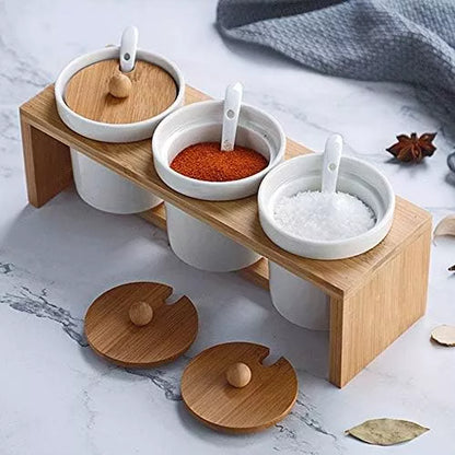 Set X3 Recipientes Condimentero Cocina Contenedores Ceramica