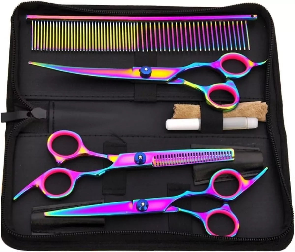 Set 3 Tijera Pelo Tijeras Peluqueria Canino Estuche Corte