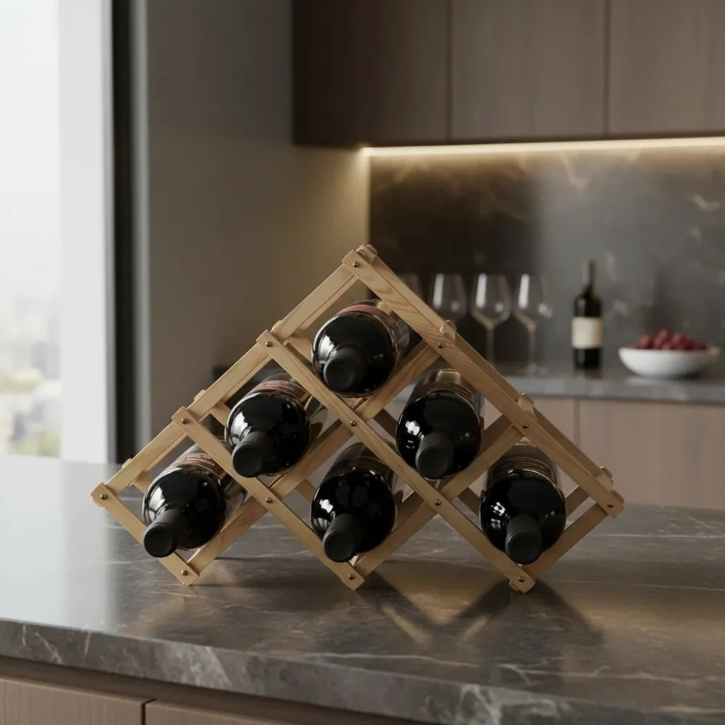 Porta Vino Botellas Plegable Soporte De Vino Madera 6 Pts.