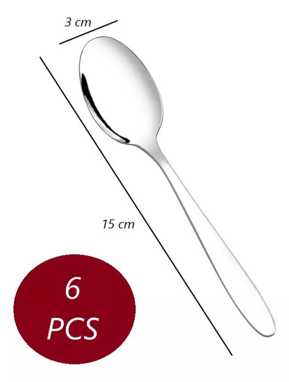 X6 Cucharas De Postre Acero Inoxidable Cuchara Te Cafe 15cm