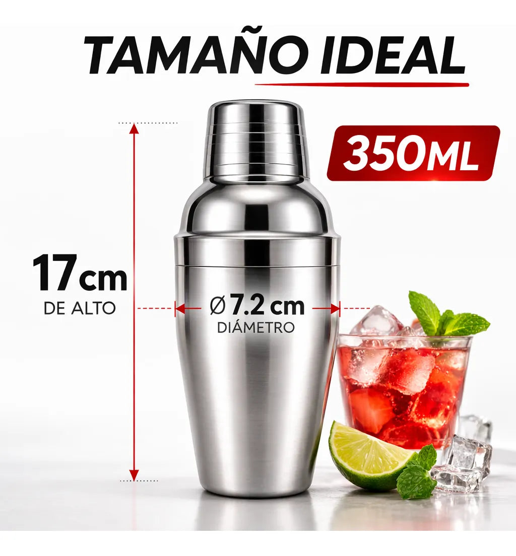 Coctelera Profesional Acero Inoxidable 350ml Bartender