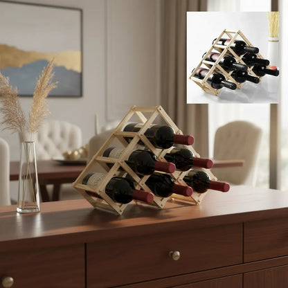 Porta Vino Botellas Plegable Soporte De Vino Madera 6 Pts.