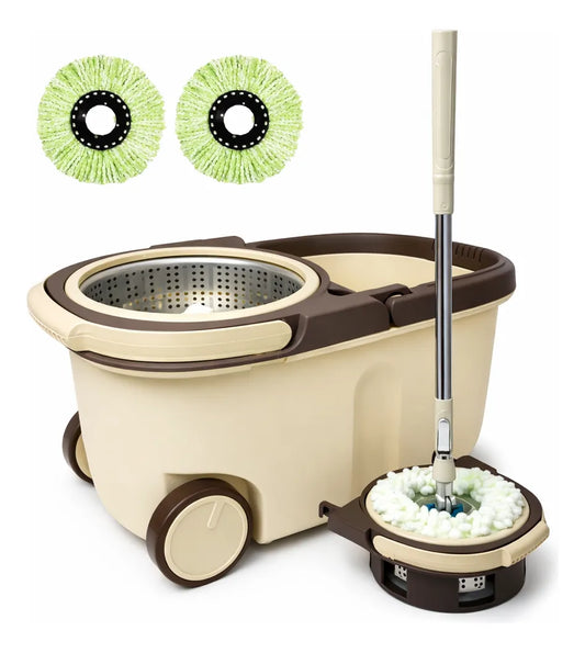 Mopa Giratoria 360 Con Canasto Metalico + 2 Repuestos