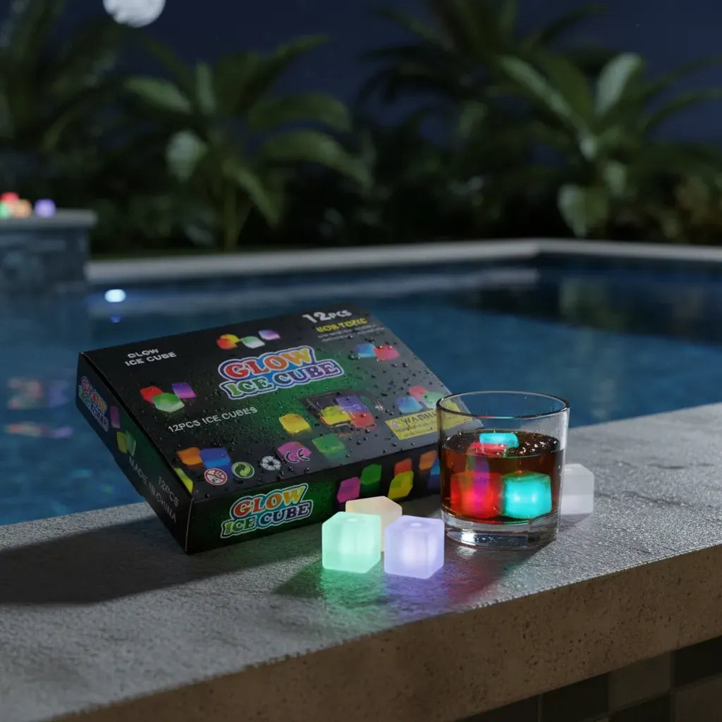 12 Cubos De Hielo Desechables Para Fiesta Hielos Led Fluor