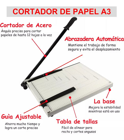 Guillotina A3 Cuchilla Autoafilable Corta Papel 48x38cm