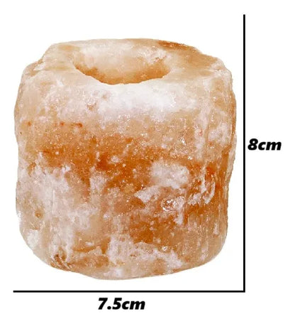 Porta Vela Sal Himalaya Rustico Candelabro Himalaya Natural