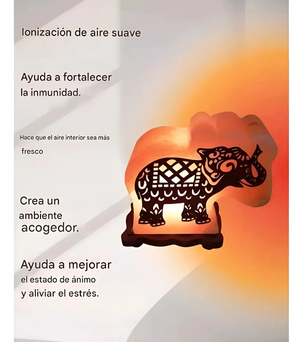 Lampara De Sal Del Himalaya Luz Multicolor Elefante Rgb