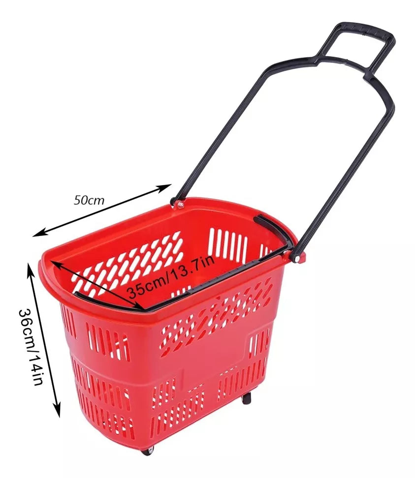 Canasto De Supermercado Cesta Plastica Autoservicio C/ruedas