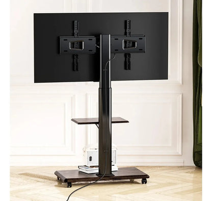 Soporte Tv Rack C/ruedas Movil Con Repisa Madera 32-65 Tv