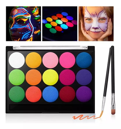 Paleta Maquillaje Pintura Facial Uv Pinta Carita 15color