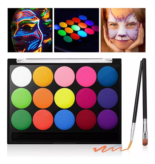 Paleta Maquillaje Pintura Facial Uv Pinta Carita 15color